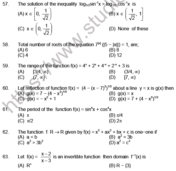 JEE Mathematics Relation and Functions MCQs Set B-Level2-10