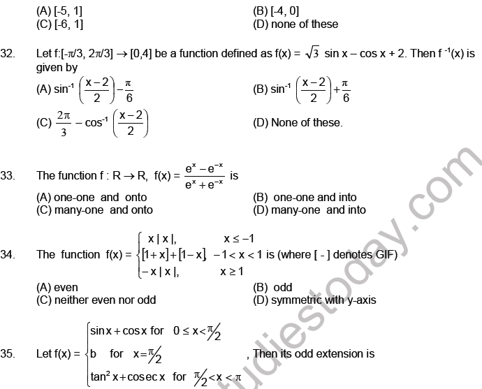 JEE Mathematics Relation and Functions MCQs Set B-Level2-5