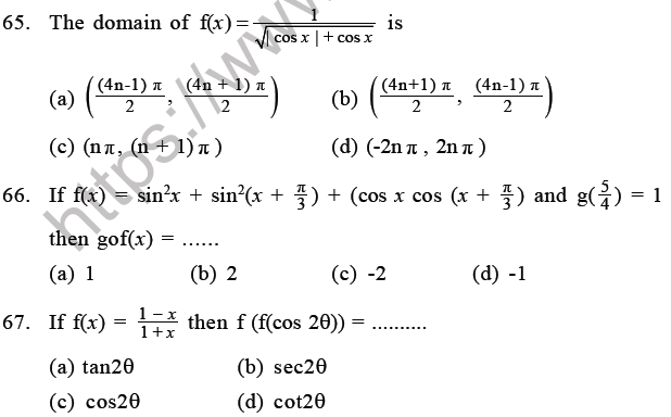 JEE Mathematics Relation and Functions MCQs Set C-14