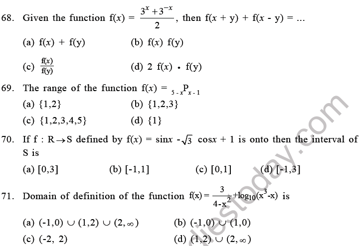 JEE Mathematics Relation and Functions MCQs Set C-15