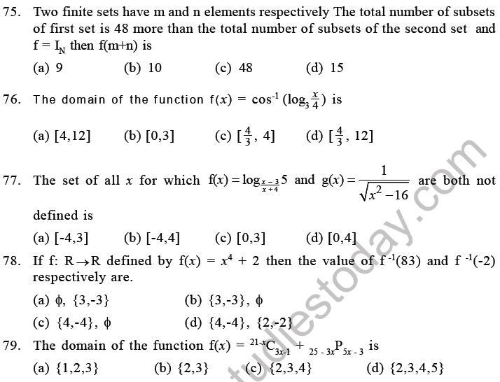 JEE Mathematics Relation and Functions MCQs Set C-17