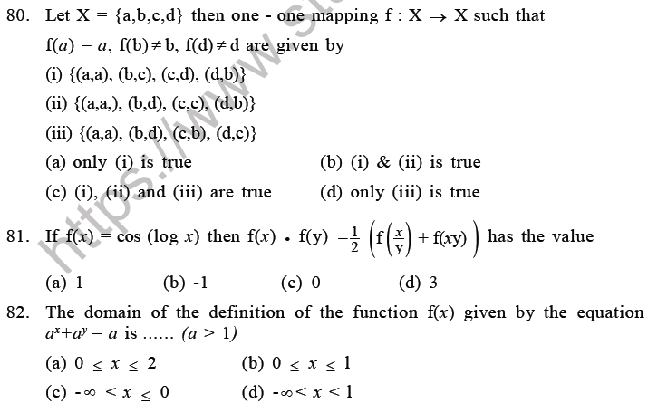 JEE Mathematics Relation and Functions MCQs Set C-18