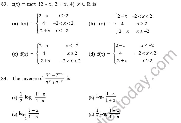 JEE Mathematics Relation and Functions MCQs Set C-19