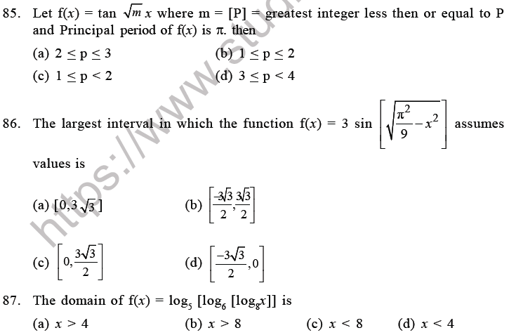 JEE Mathematics Relation and Functions MCQs Set C-20