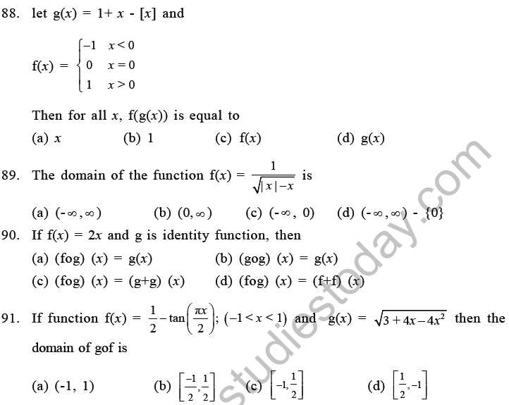 JEE Mathematics Relation and Functions MCQs Set C-21