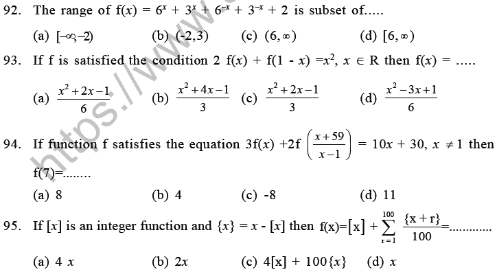 JEE Mathematics Relation and Functions MCQs Set C-22