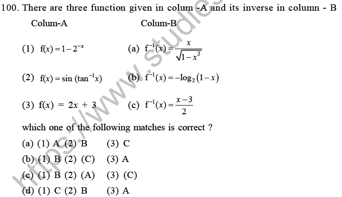 JEE Mathematics Relation and Functions MCQs Set C-24