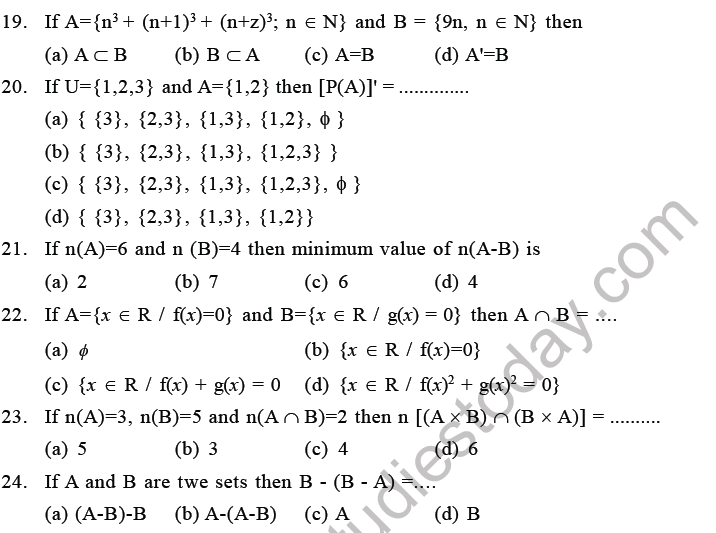JEE Mathematics Relation and Functions MCQs Set C-3