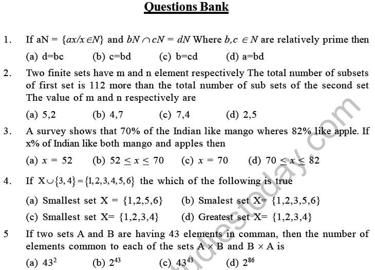 JEE Mathematics Relation and Functions MCQs Set C