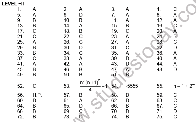 JEE Mathematics Sequence and Series MCQs Set A-Levl2-Ans