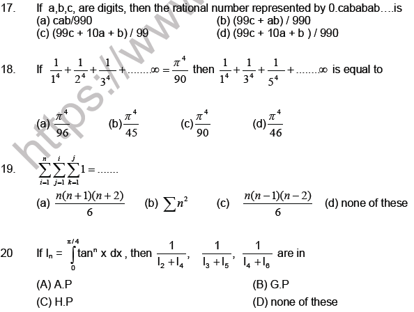JEE Mathematics Sequence and Series MCQs Set A-Levl3-2