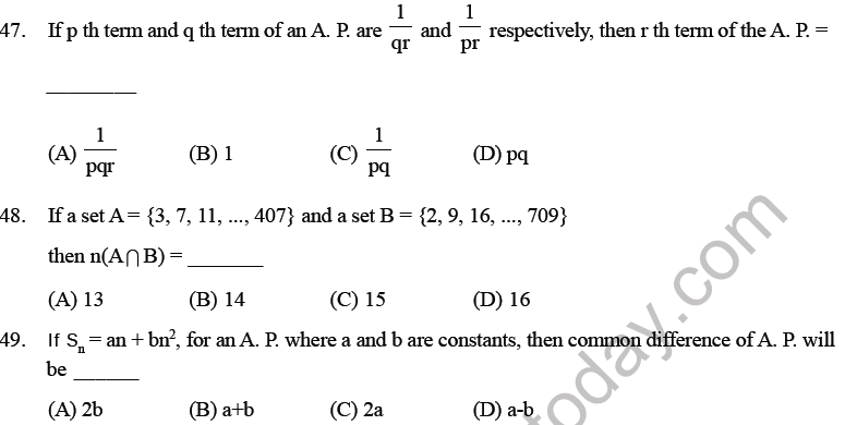 JEE Mathematics Sequence and Series MCQs Set B-12