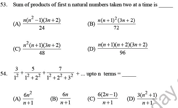 JEE Mathematics Sequence and Series MCQs Set B-14