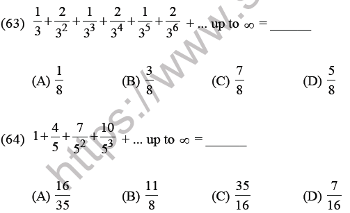 JEE Mathematics Sequence and Series MCQs Set B-17