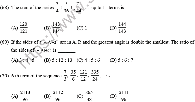 JEE Mathematics Sequence and Series MCQs Set B-19