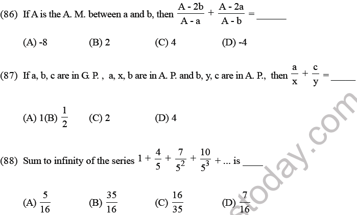 JEE Mathematics Sequence and Series MCQs Set B-24