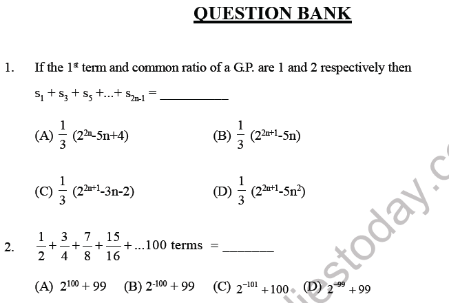 JEE Mathematics Sequence and Series MCQs Set B