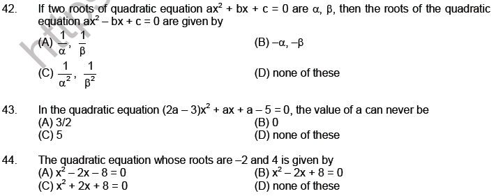 JEE Mathematics Theory of Equations MCQs Set A-6
