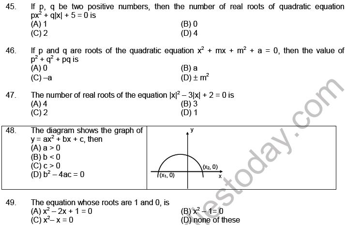 JEE Mathematics Theory of Equations MCQs Set A-7