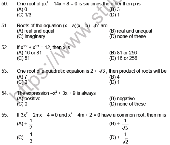 JEE Mathematics Theory of Equations MCQs Set A-8