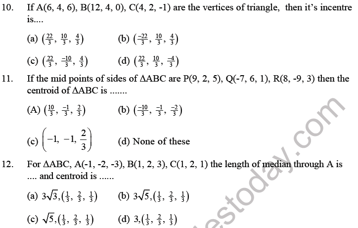JEE Mathematics Three Dimensional Geometry MCQs Set B-1