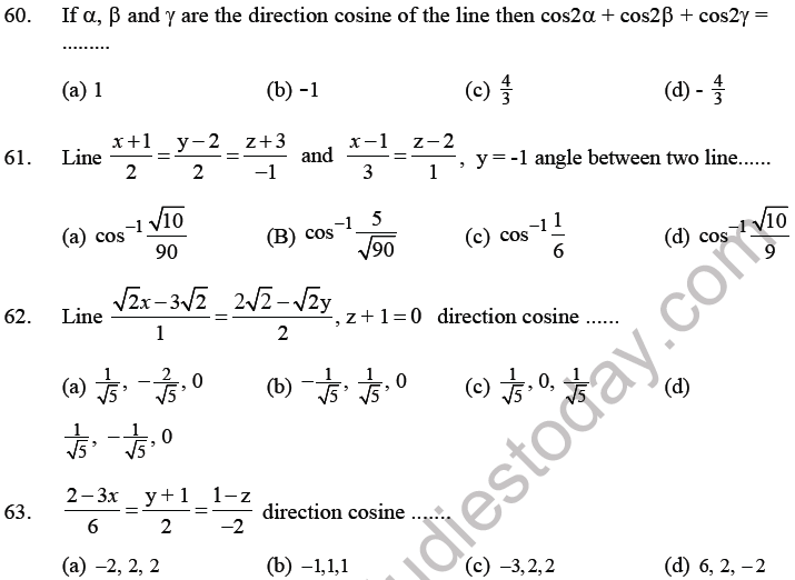 JEE Mathematics Three Dimensional Geometry MCQs Set B-13