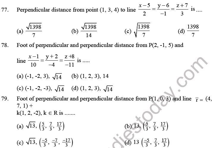 JEE Mathematics Three Dimensional Geometry MCQs Set B-17