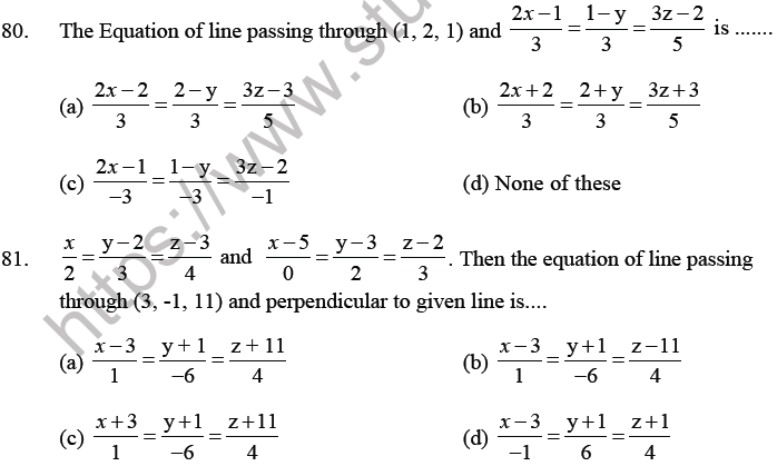 JEE Mathematics Three Dimensional Geometry MCQs Set B-18