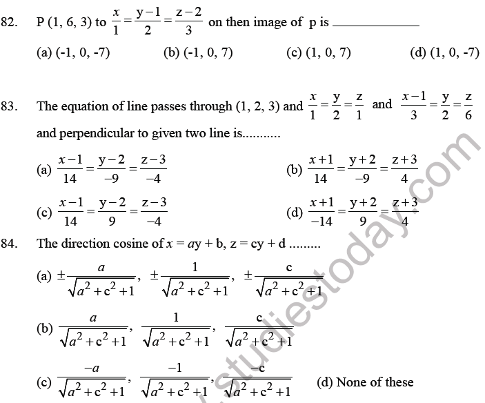 JEE Mathematics Three Dimensional Geometry MCQs Set B-19