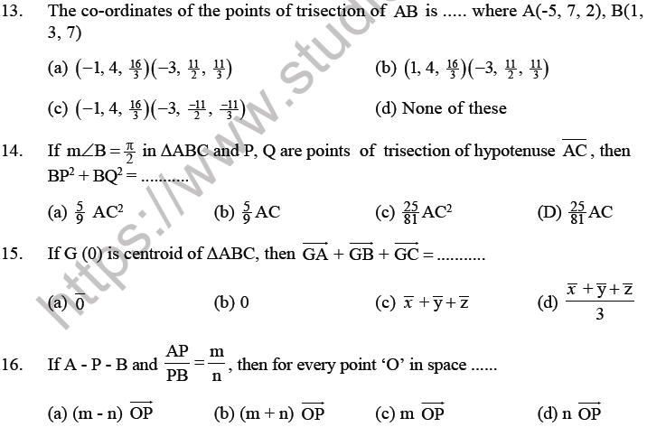 JEE Mathematics Three Dimensional Geometry MCQs Set B-2