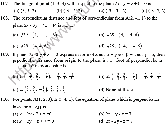 JEE Mathematics Three Dimensional Geometry MCQs Set B-26