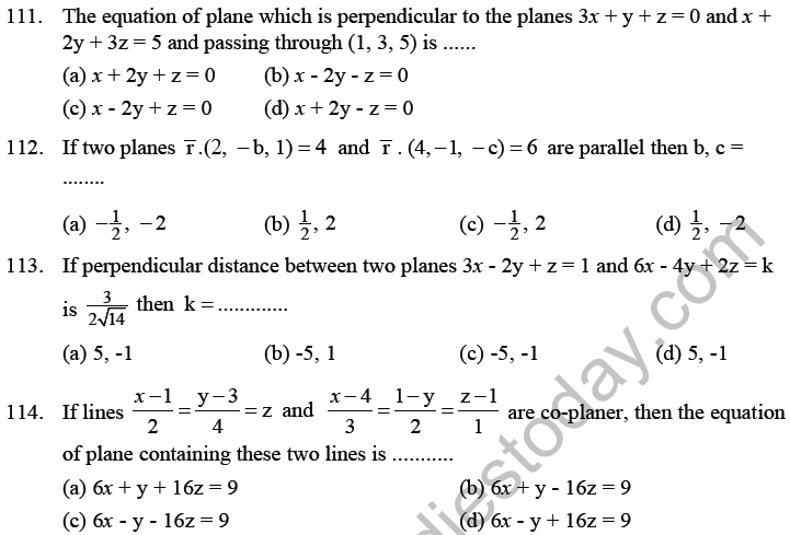 JEE Mathematics Three Dimensional Geometry MCQs Set B-27