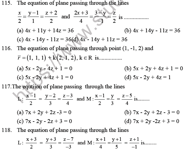 JEE Mathematics Three Dimensional Geometry MCQs Set B-28