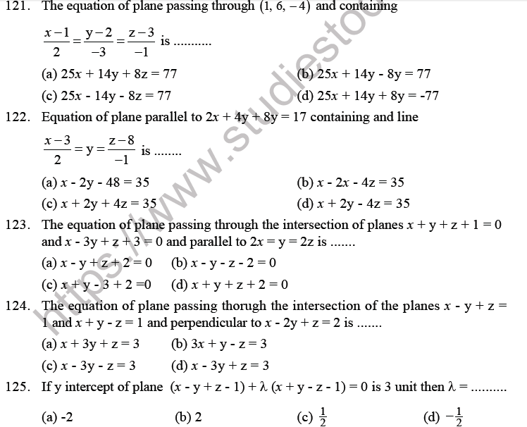 JEE Mathematics Three Dimensional Geometry MCQs Set B-29