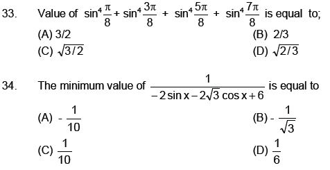 JEE Mathematics Trigonometric functions MCQs Set A-level2-4