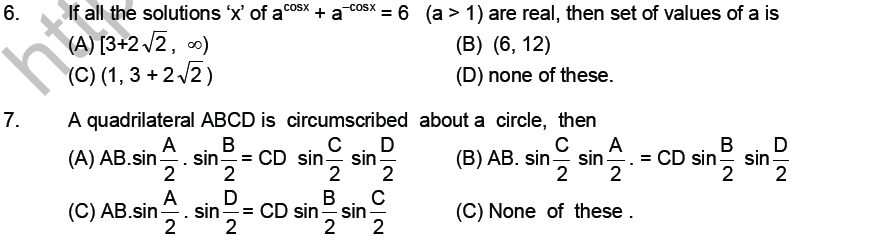 JEE Mathematics Trigonometric functions MCQs Set A-level3-