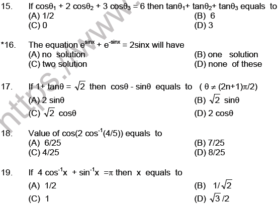 JEE Mathematics Trigonometric functions MCQs Set B-2