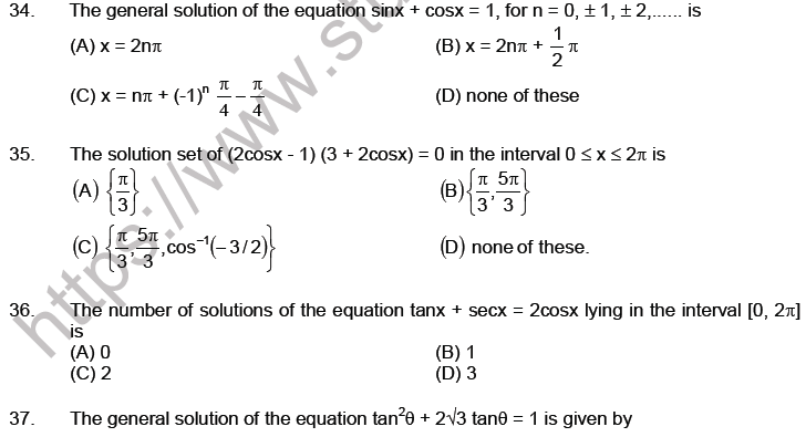 JEE Mathematics Trigonometric functions MCQs Set B-6