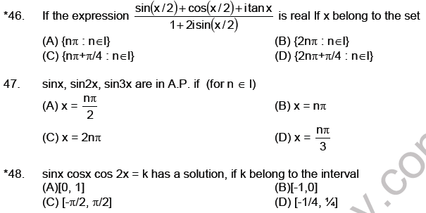 JEE Mathematics Trigonometric functions MCQs Set B-9