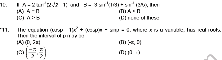 JEE Mathematics Trigonometric functions MCQs Set B-Level3-1