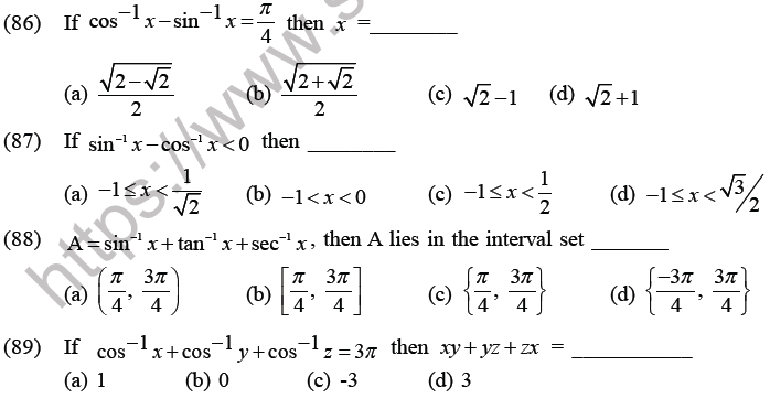 JEE Mathematics Trigonometric functions MCQs Set C-17