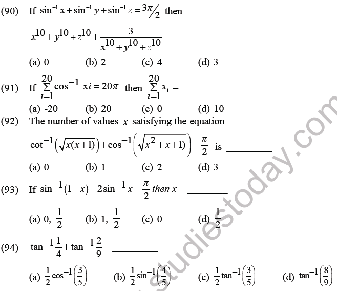 JEE Mathematics Trigonometric functions MCQs Set C-18