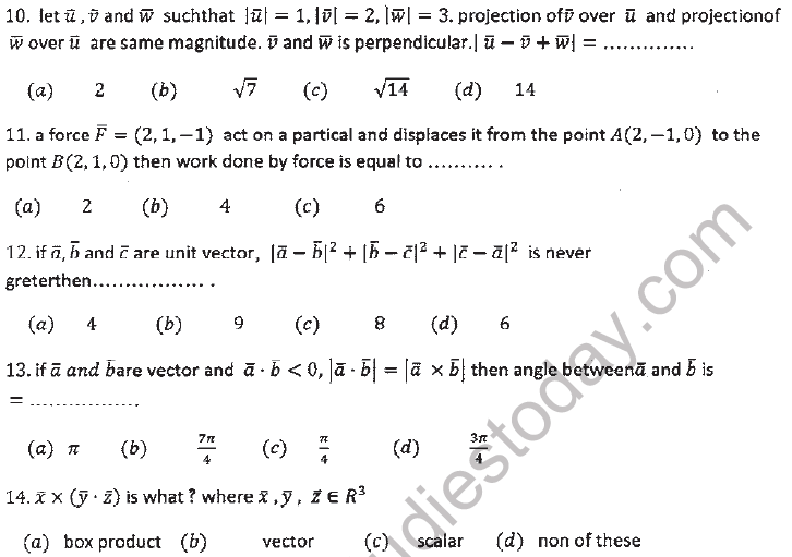 JEE Mathematics Vectors MCQs Set A-1