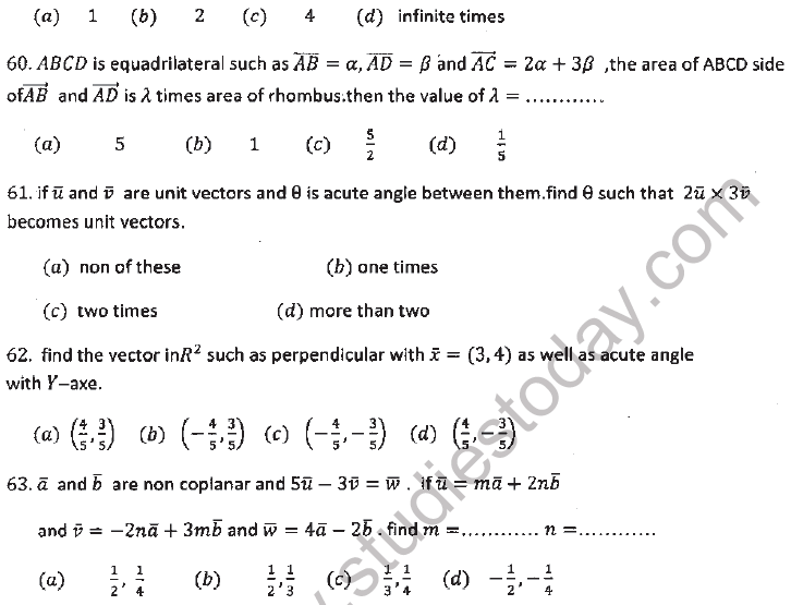 JEE Mathematics Vectors MCQs Set A-13