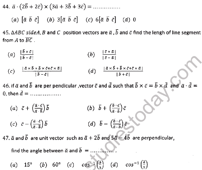 JEE Mathematics Vectors MCQs Set A-9