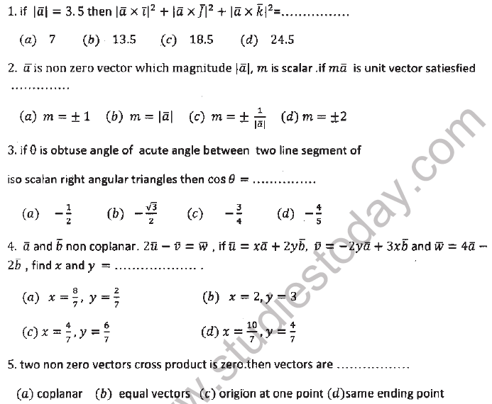 JEE Mathematics Vectors MCQs Set A