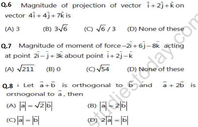 JEE Mathematics Vectors MCQs Set B-1