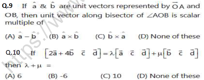 JEE Mathematics Vectors MCQs Set B-2