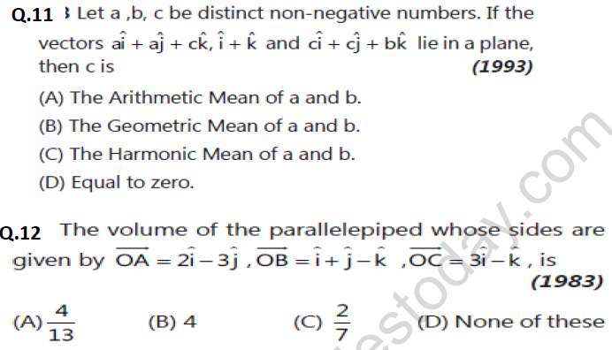 JEE Mathematics Vectors MCQs Set B-3