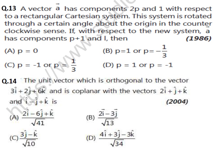 JEE Mathematics Vectors MCQs Set B-4